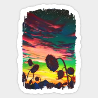 Sunflower Sunset Original Painting Sticker